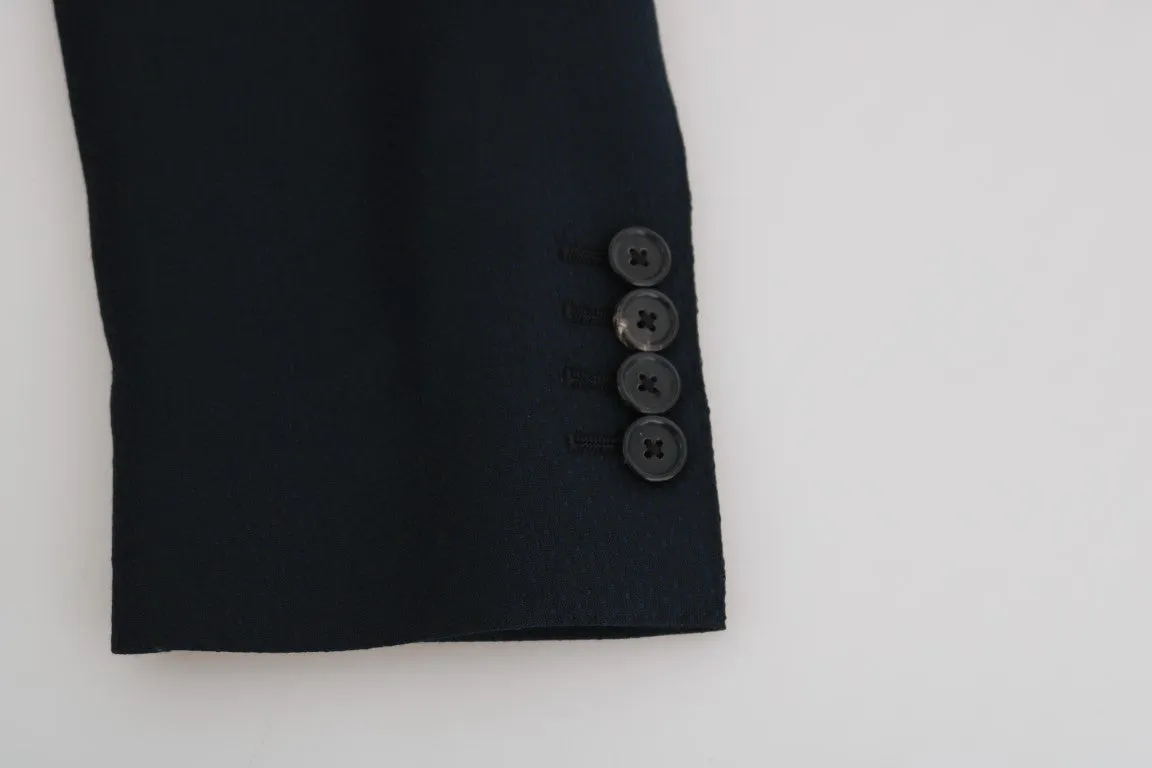 Blue Wool Two Button Slim Fit Suit