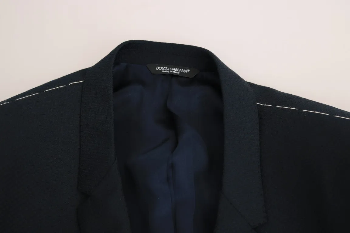 Blue Wool Two Button Slim Fit Suit