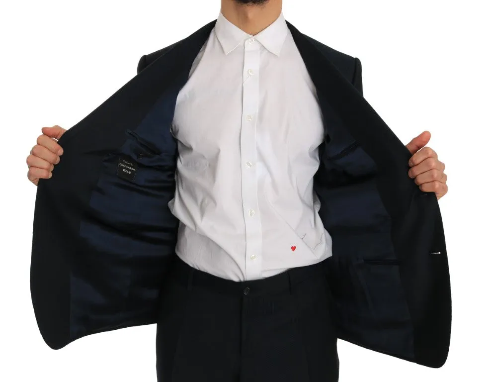 Blue Wool Two Button Slim Fit Suit