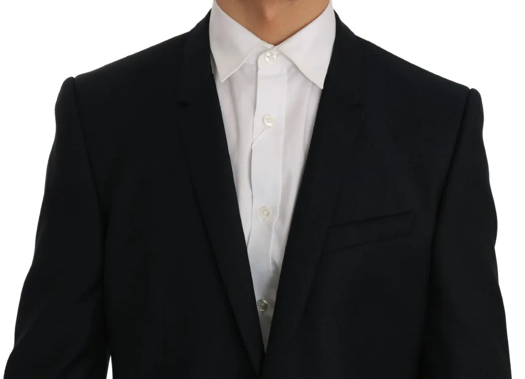Blue Wool Two Button Slim Fit Suit