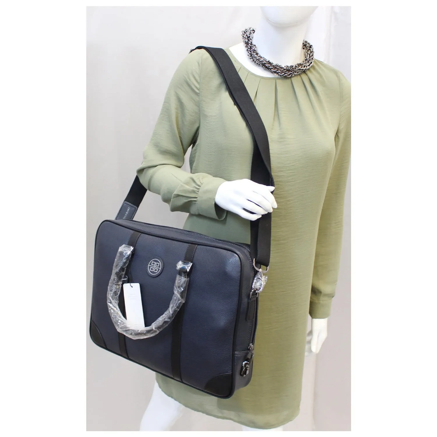Bolvaint Cabot Black Leather Briefcase Bag