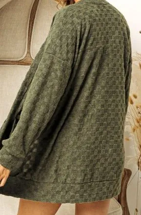 Bonnie Checkered Long Sleeve Open Front Cardigan - Online Exclusive