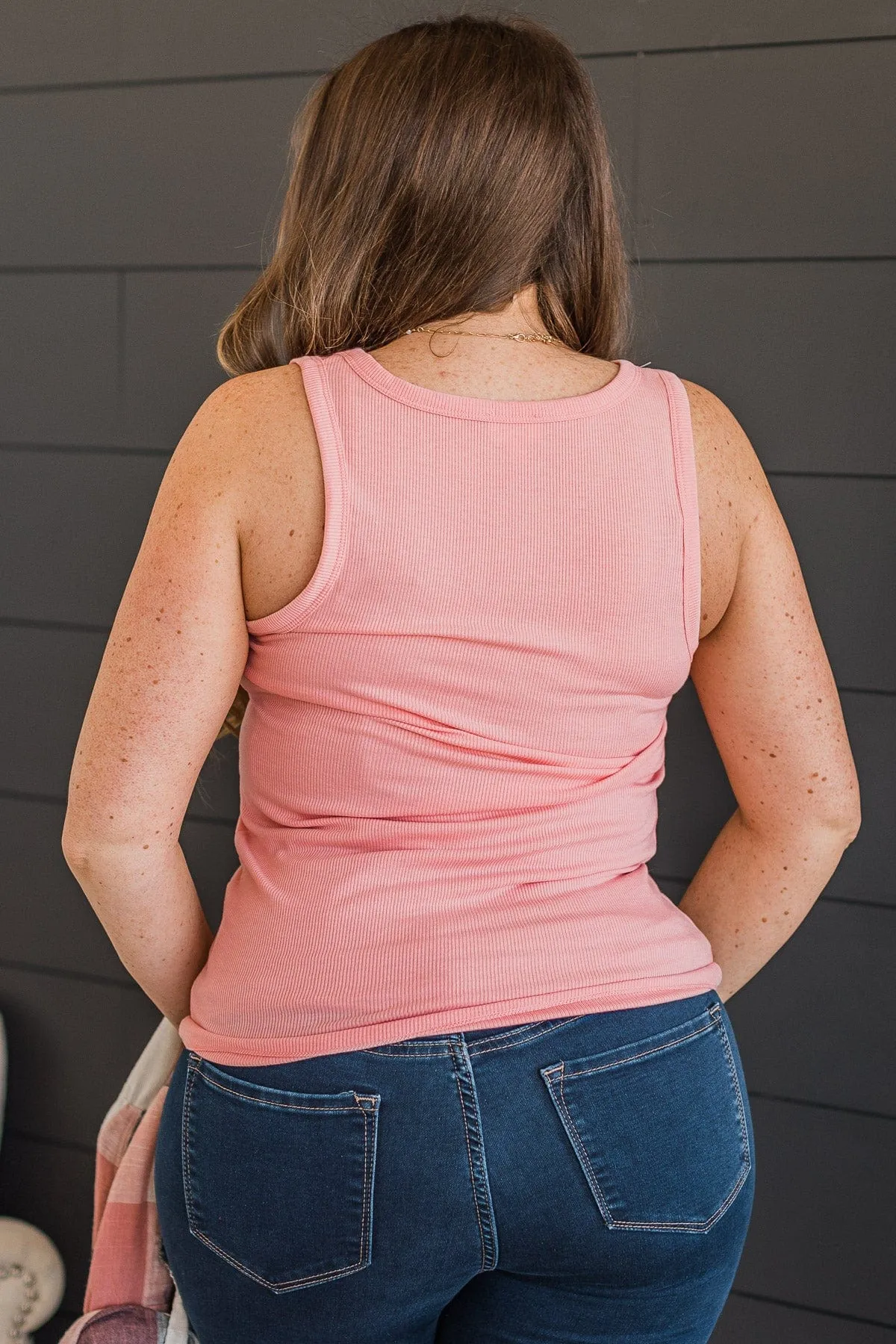 Bound To Be Beautiful Button Henley Tank Top- Baby Pink