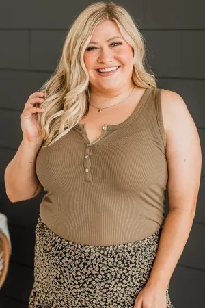 Bound To Be Beautiful Henley Tank Top- Mocha
