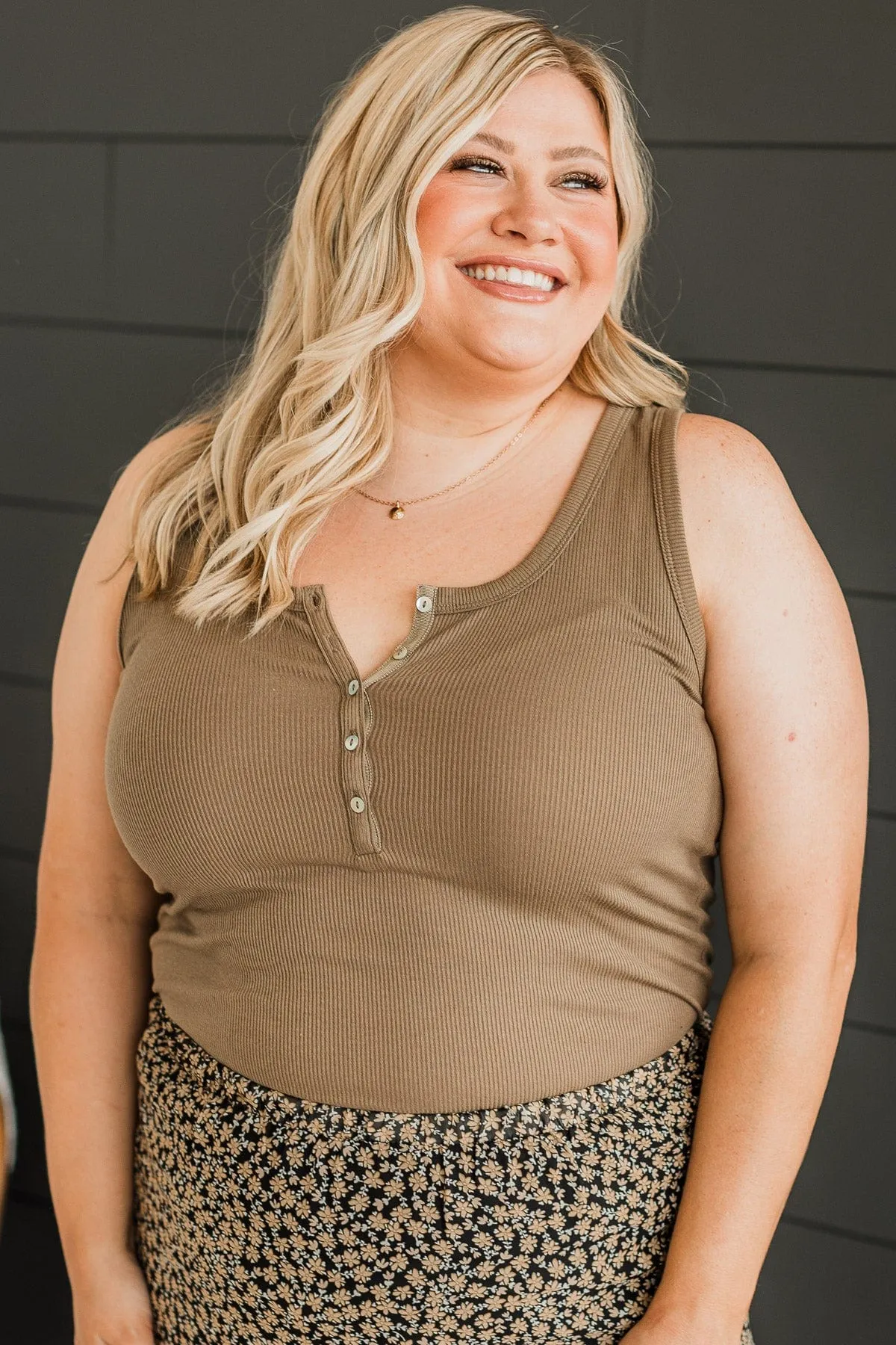 Bound To Be Beautiful Henley Tank Top- Mocha