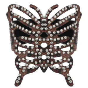 Brown Cheetah Butterfly Snap Bracelet