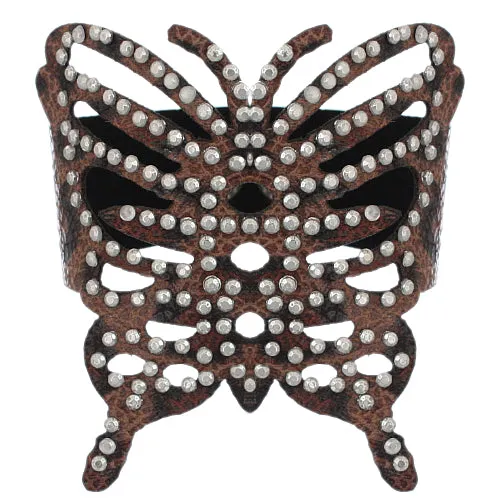 Brown Cheetah Butterfly Snap Bracelet