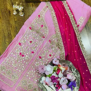 Chanderi Gota Patti kurti in pink
