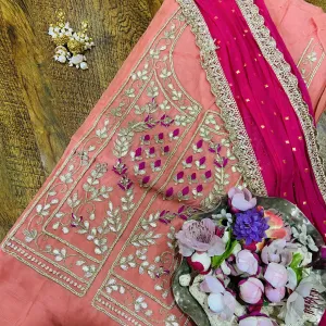 Chanderi Gota Patti suit in peach