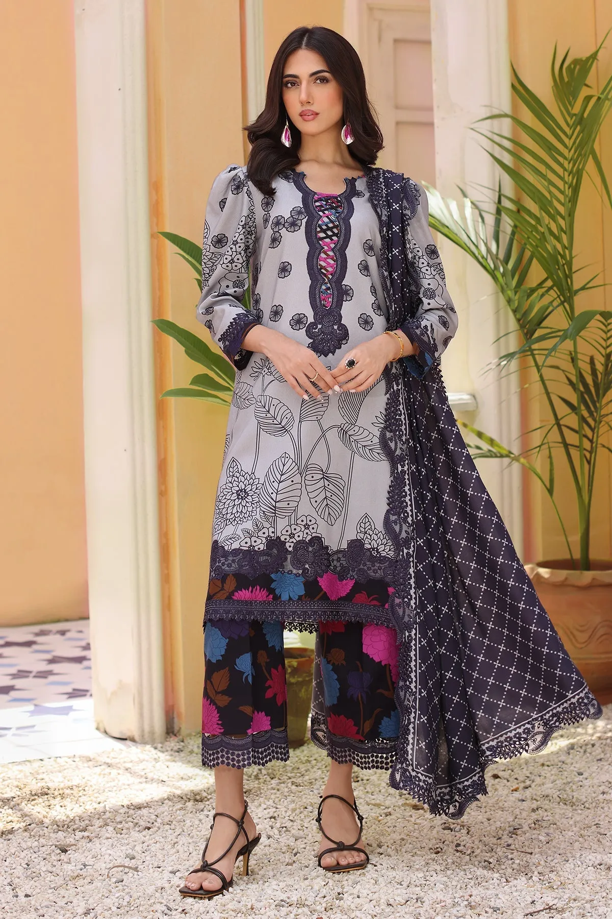 CHARIZMA | Embroidered Linen Shawl '24 | SHW4-05