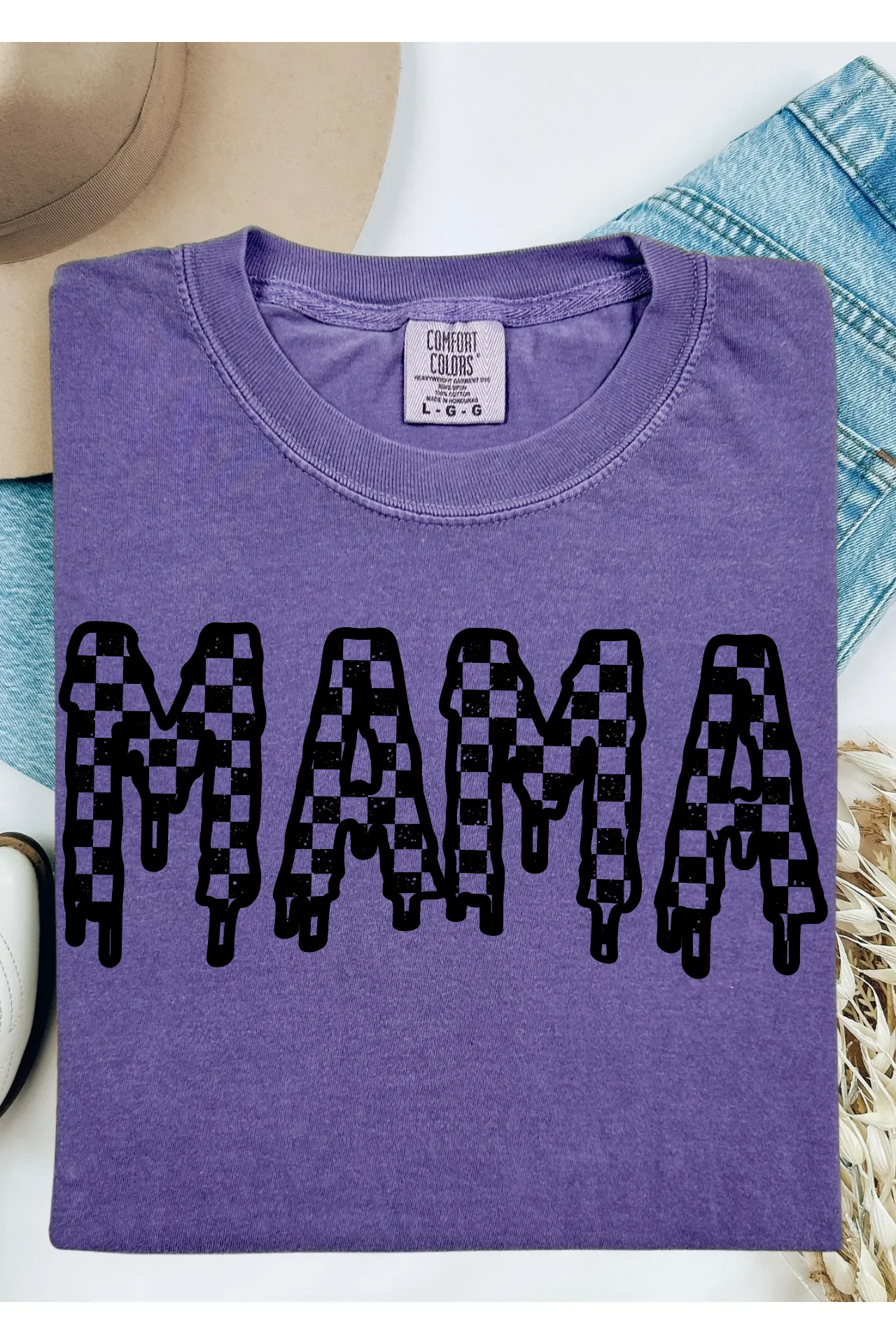 Checkered Drip Mama Comfort Colors T-Shirt