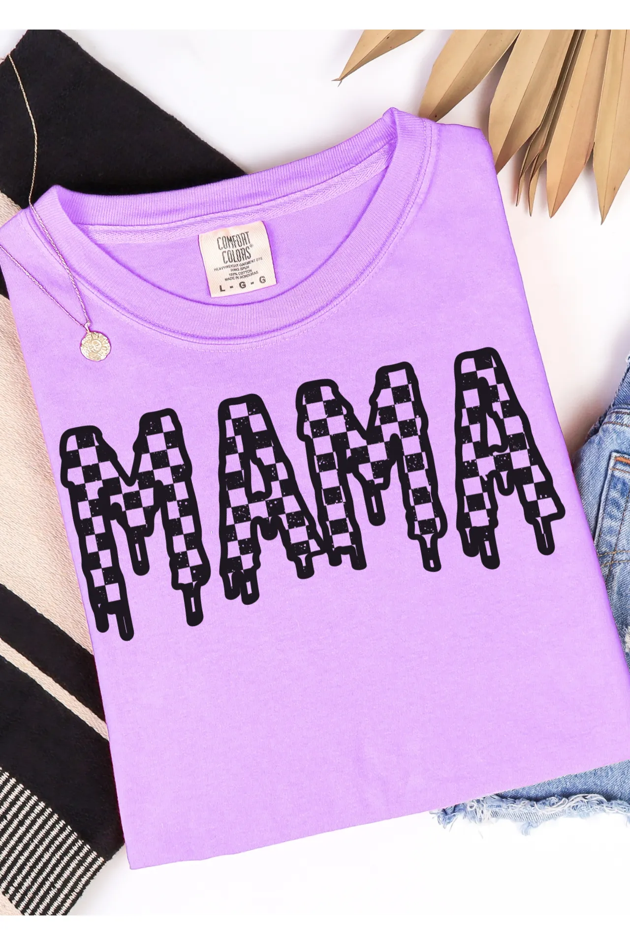 Checkered Drip Mama Comfort Colors T-Shirt