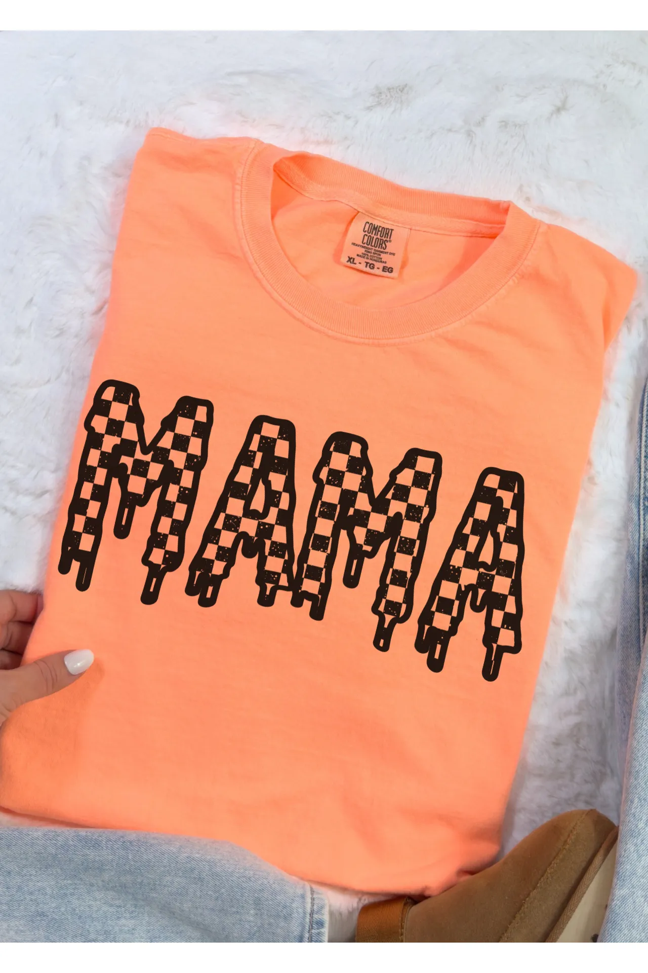 Checkered Drip Mama Comfort Colors T-Shirt