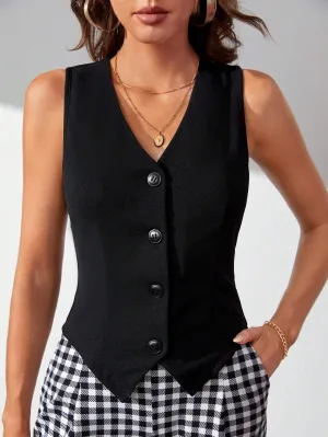 Cherry Vibes: Blazer Chaleco Unicolor para Mujer en