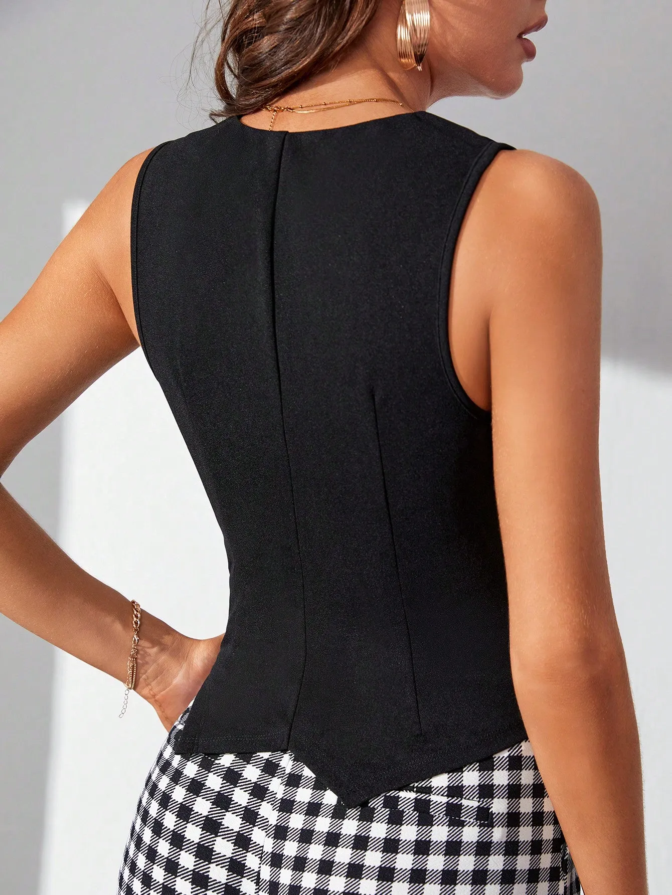 Cherry Vibes: Blazer Chaleco Unicolor para Mujer en