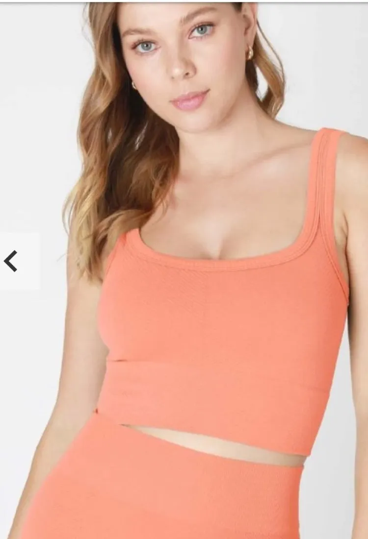 Chevron Square Neck Crop Top in Deseret Flower