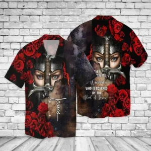 Christianartbag Hawaiian Shirt, Blood Of Jesus Never Underestimate Women Who Is Covered By The Blood Of Jesus Hawaiian Shirts, Christian Hawaiian Shirts For Men & Women.