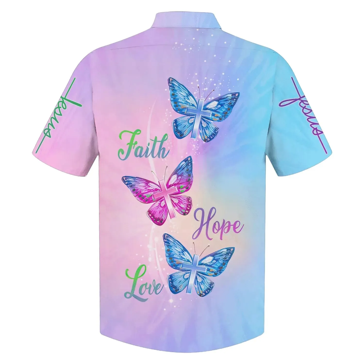 Christianartbag Hawaiian Shirt, Faith Hope Love Butterfly Hawaiian Shirts, Christian Hawaiian Shirts For Men & Women.