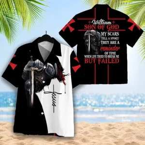 Christianartbag Hawaiian Shirt, Jesus Bible William Son Of God My Scars Tell A Story They Are A Reminder Of Time Hawaiian Shirt Christian Hawaiian Shirts For Men & Women.