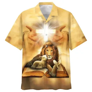 Christianartbag Hawaiian Shirt, Lion Of Judah Lamb Of God Jesus Christ Hawaiian Shirt, Christian Hawaiian Shirts For Men & Women.