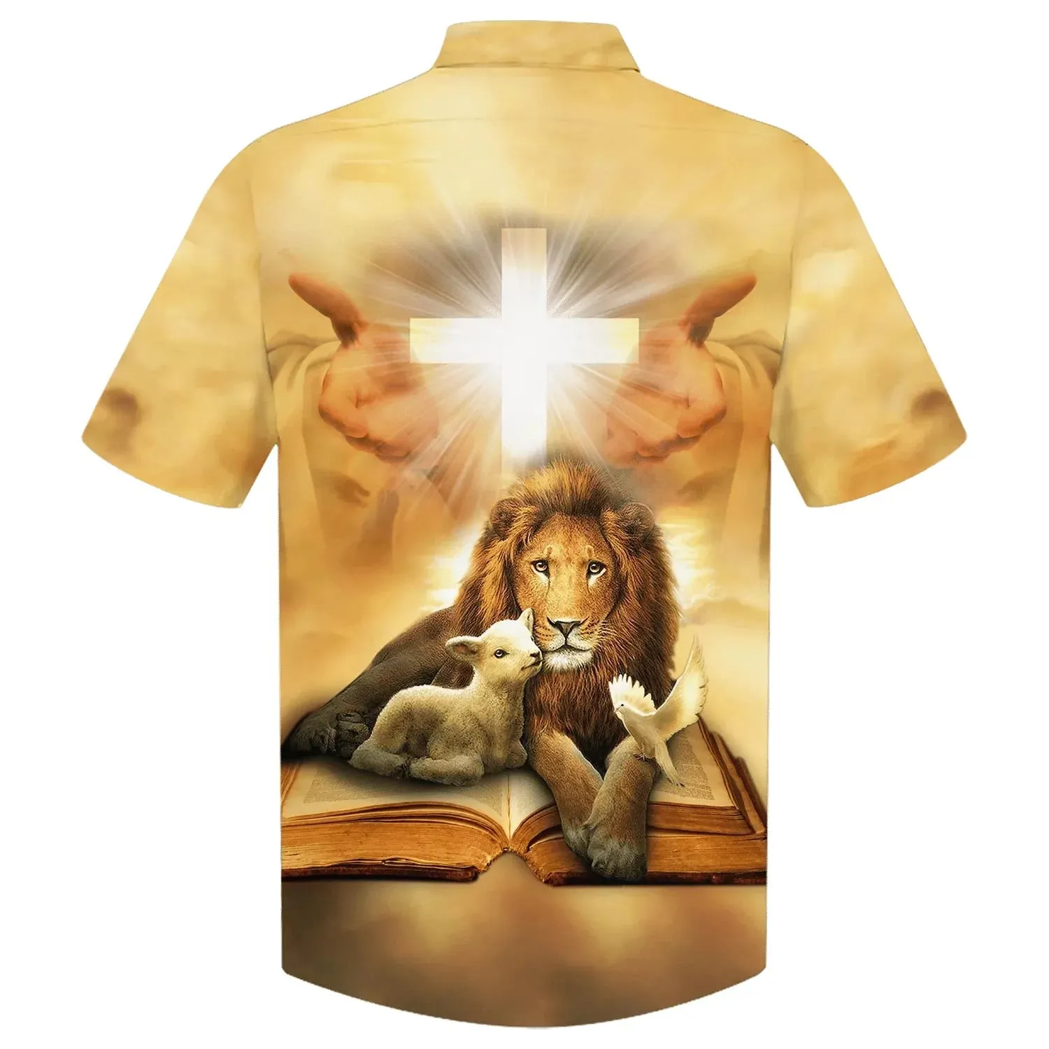 Christianartbag Hawaiian Shirt, Lion Of Judah Lamb Of God Jesus Christ Hawaiian Shirt, Christian Hawaiian Shirts For Men & Women.