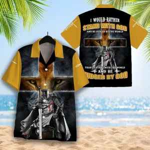 Christianartbag Hawaiian Shirt, Stand With God Veteran And Lion Aloha Hawaiian Shirt, Christian Hawaiian Shirts For Men & Women.