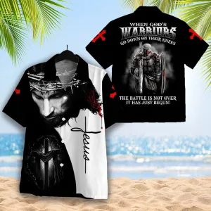 Christianartbag Hawaiian Shirt, When God's Warriors Go Down On Their Knees Hawaiian Shirt, Christian Hawaiian Shirts For Men & Women.