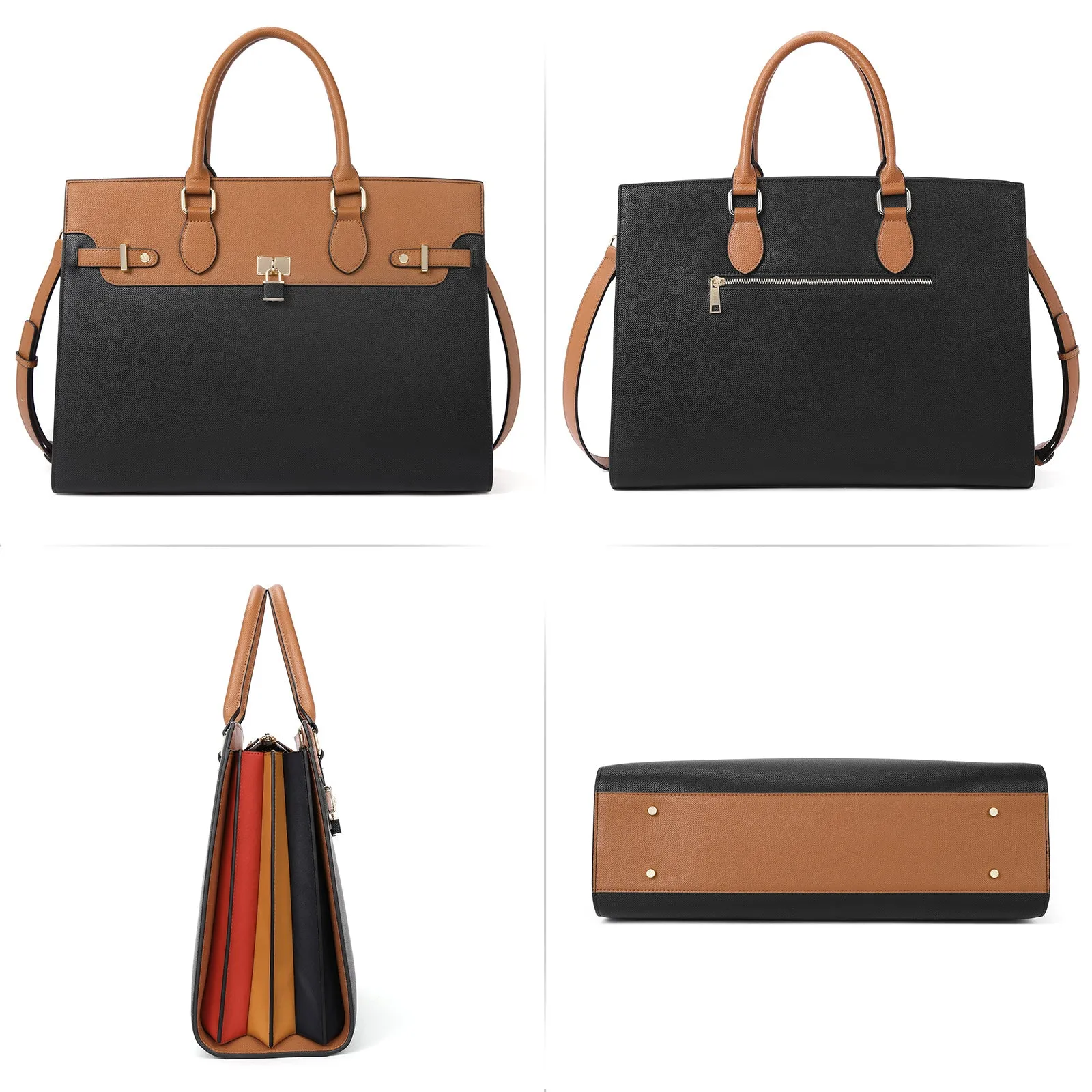 CLUCI Leather Briefcase for Women 15.6" Large Laptop Bag Computer Shoulder Bag Napa Pattern