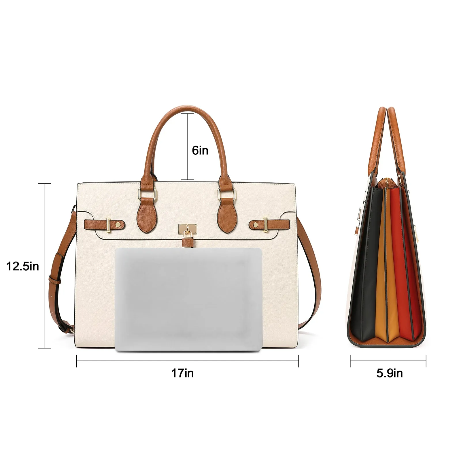 CLUCI Leather Briefcase for Women 15.6" Large Laptop Bag Computer Shoulder Bag Napa Pattern