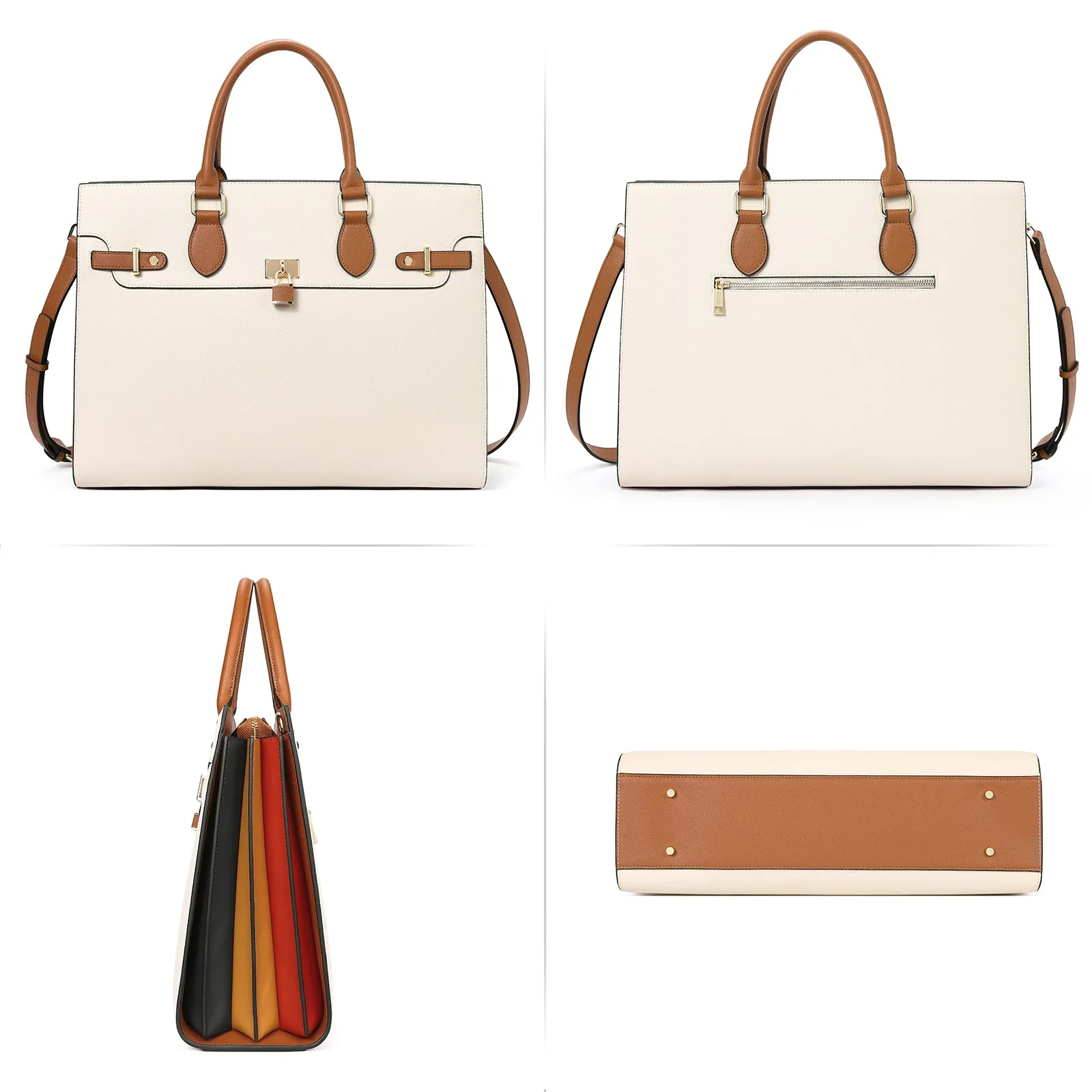 CLUCI Leather Briefcase for Women 15.6" Large Laptop Bag Computer Shoulder Bag Napa Pattern