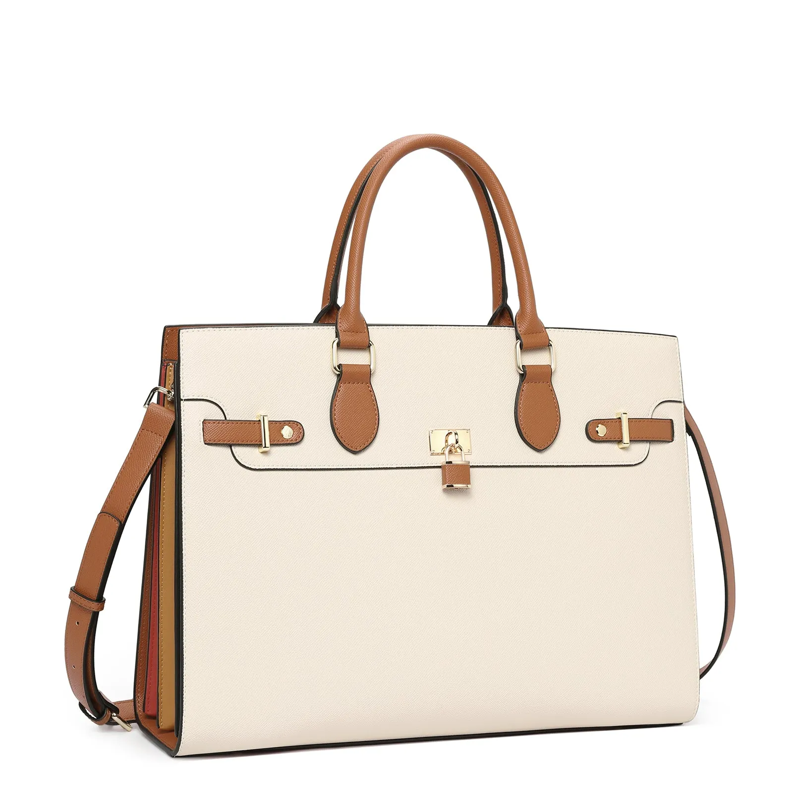 CLUCI Leather Briefcase for Women 15.6" Large Laptop Bag Computer Shoulder Bag Napa Pattern