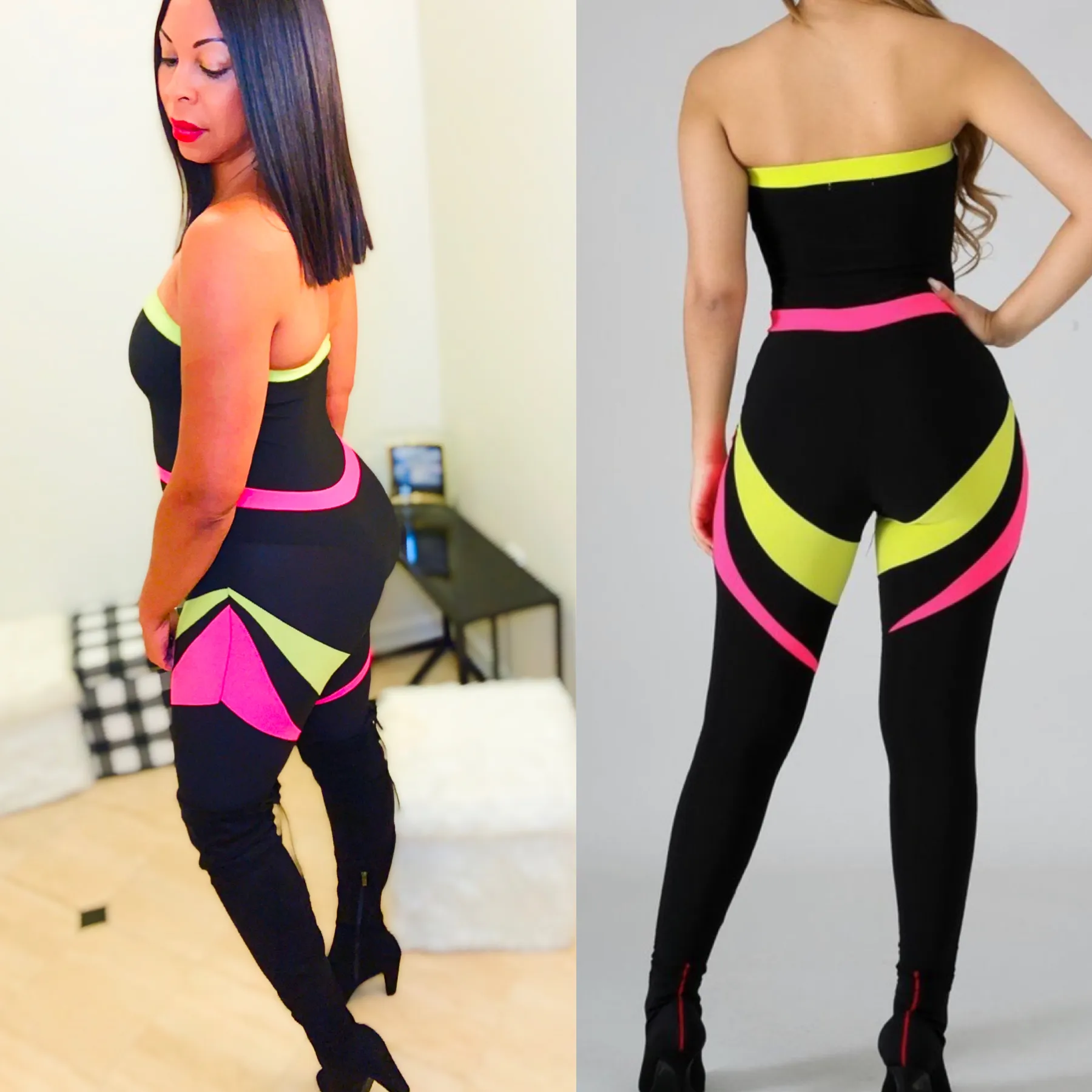 Color Block Tube Top Jumper