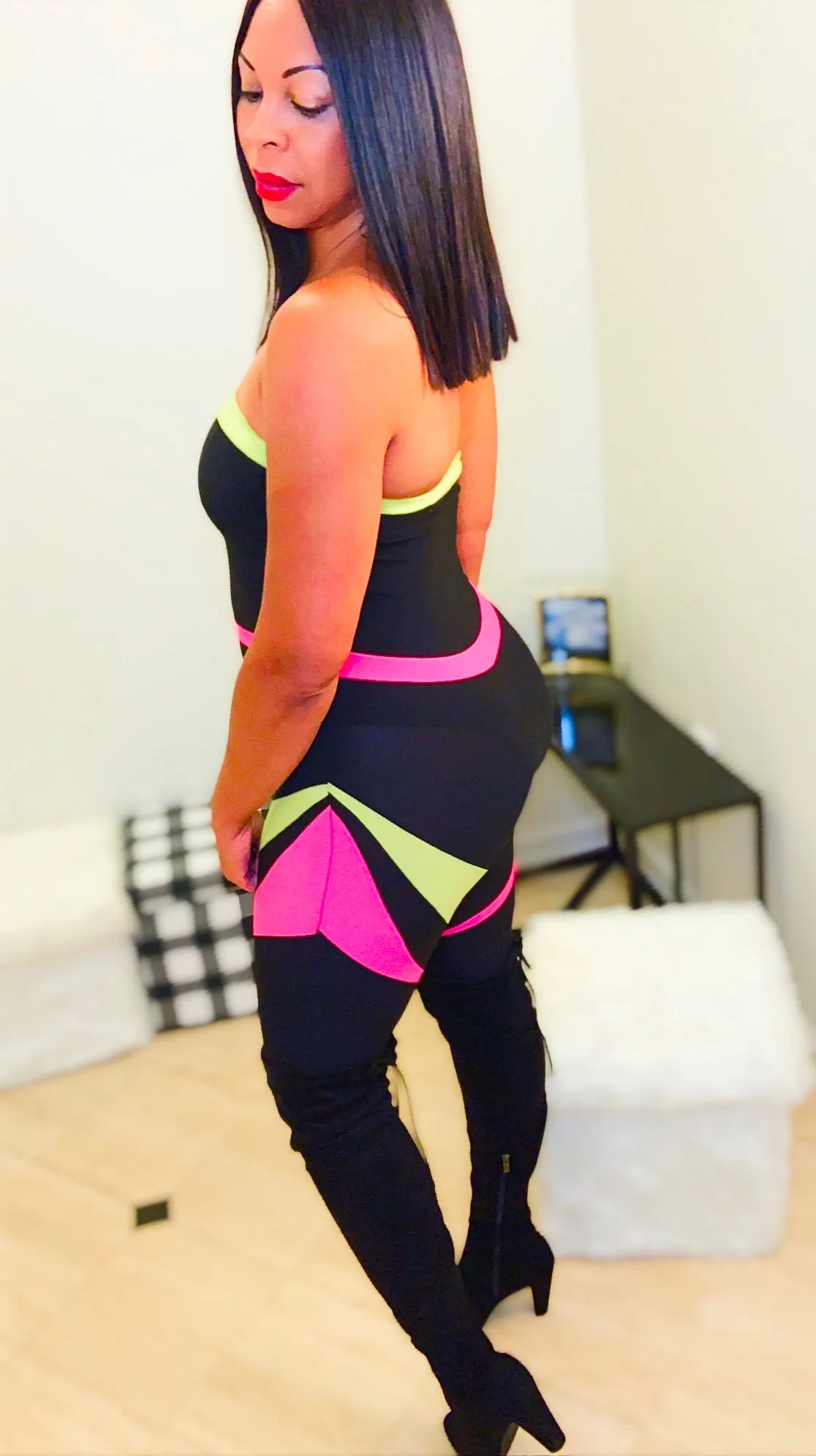 Color Block Tube Top Jumper