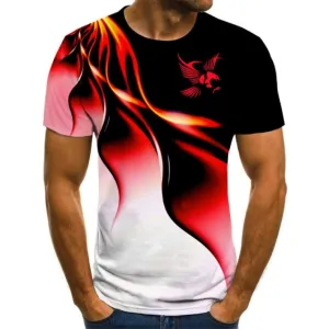ContiNent 33 Fashion summer t-shirt men's 3D Eagle print men's T-shirt breathable street style stitching print t-shirt men's size 6XL