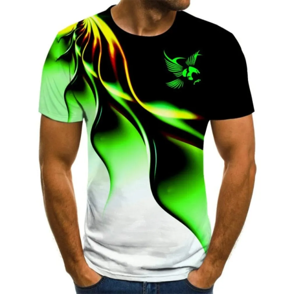 ContiNent 33 Fashion summer t-shirt men's 3D Eagle print men's T-shirt breathable street style stitching print t-shirt men's size 6XL