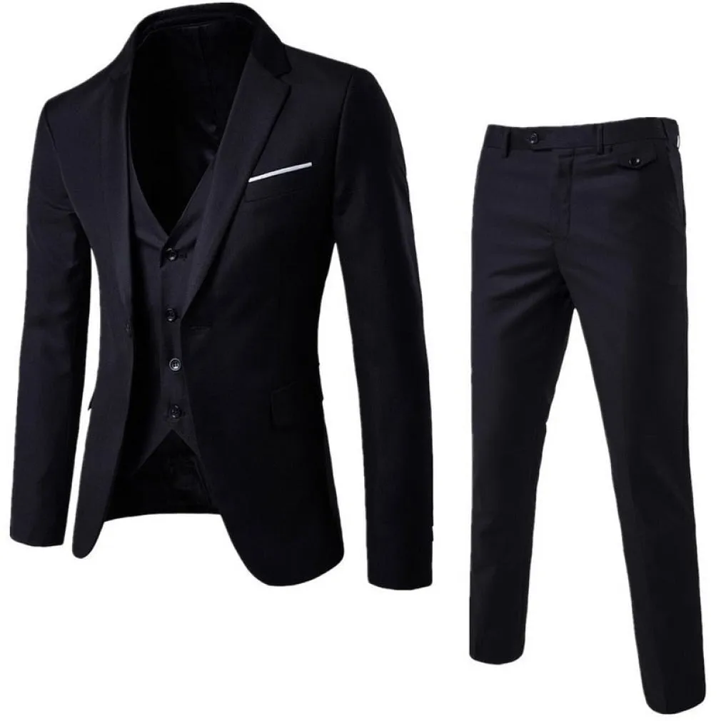 ContiNent 33 Male Slim Formal 3Pcs Set Wedding Prom Suit Tuxedo Fit Men Business Work Wear Suits Green Wonderful Groom (Jacket Pants Vest)