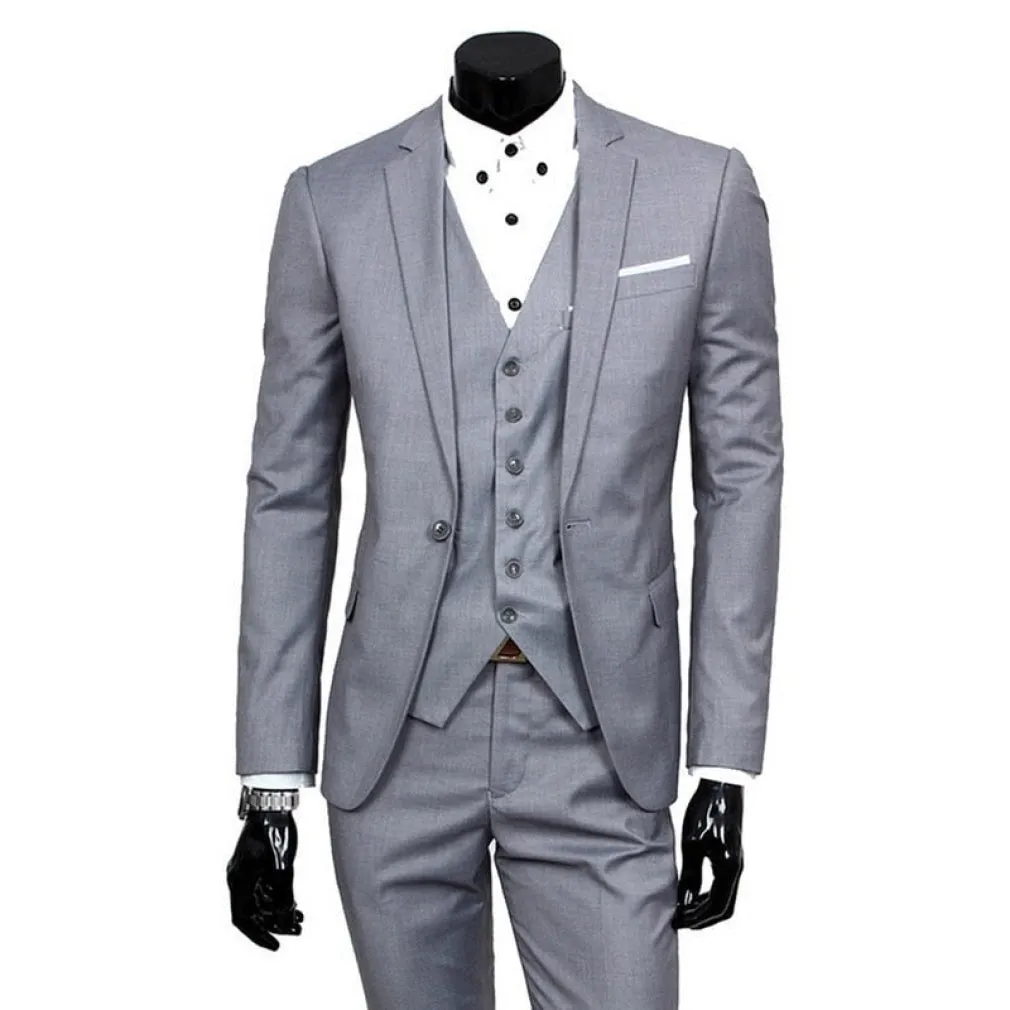 ContiNent 33 Male Slim Formal 3Pcs Set Wedding Prom Suit Tuxedo Fit Men Business Work Wear Suits Green Wonderful Groom (Jacket Pants Vest)