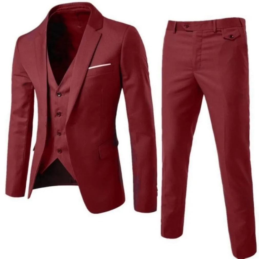 ContiNent 33 Male Slim Formal 3Pcs Set Wedding Prom Suit Tuxedo Fit Men Business Work Wear Suits Green Wonderful Groom (Jacket Pants Vest)
