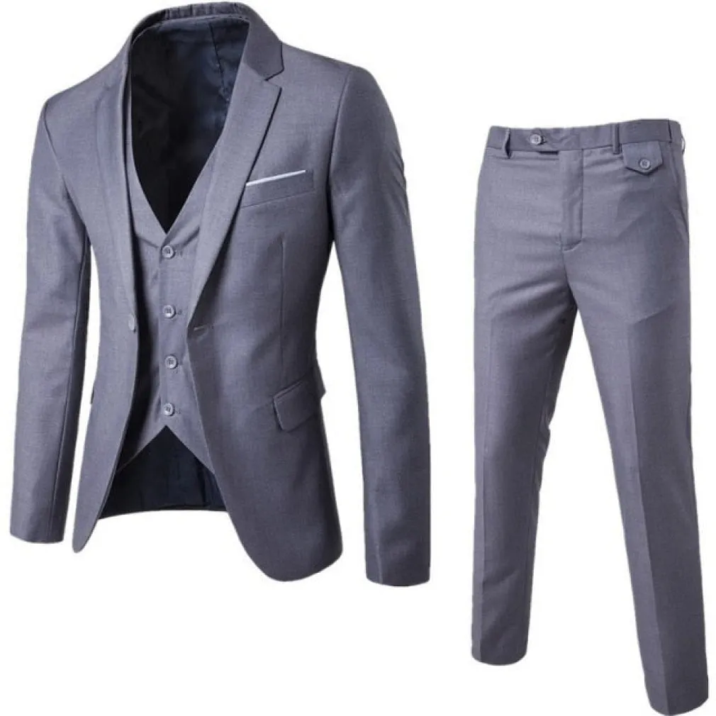 ContiNent 33 Male Slim Formal 3Pcs Set Wedding Prom Suit Tuxedo Fit Men Business Work Wear Suits Green Wonderful Groom (Jacket Pants Vest)
