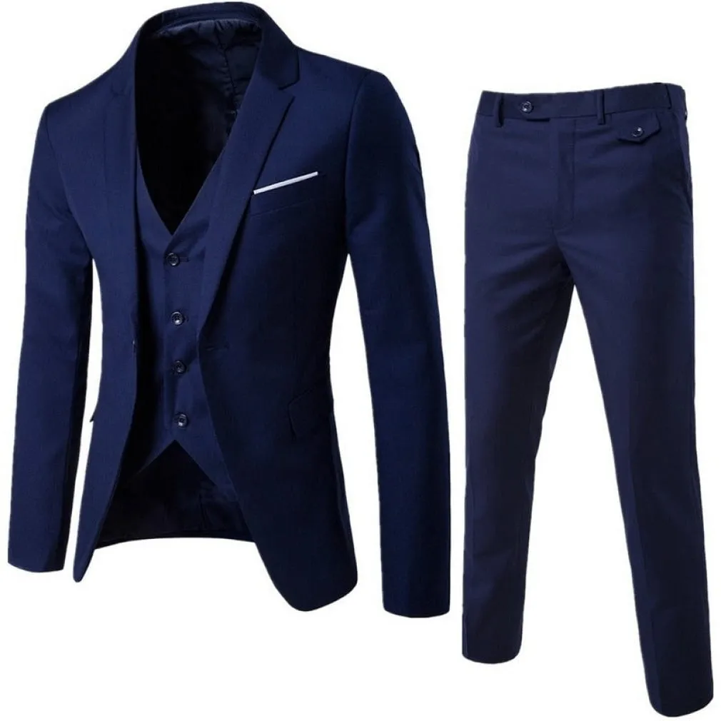 ContiNent 33 Male Slim Formal 3Pcs Set Wedding Prom Suit Tuxedo Fit Men Business Work Wear Suits Green Wonderful Groom (Jacket Pants Vest)