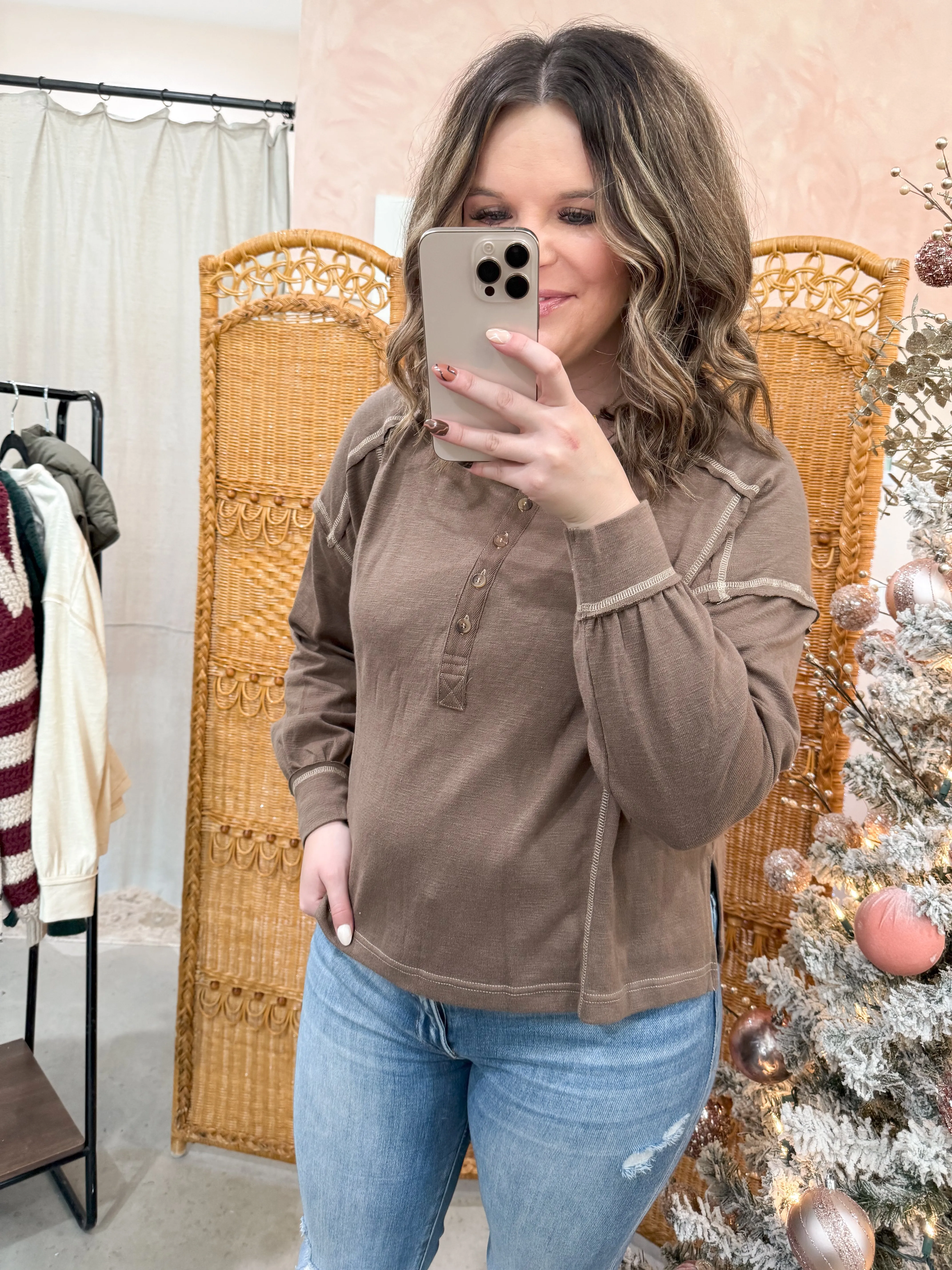 Contrast Stitch Henley