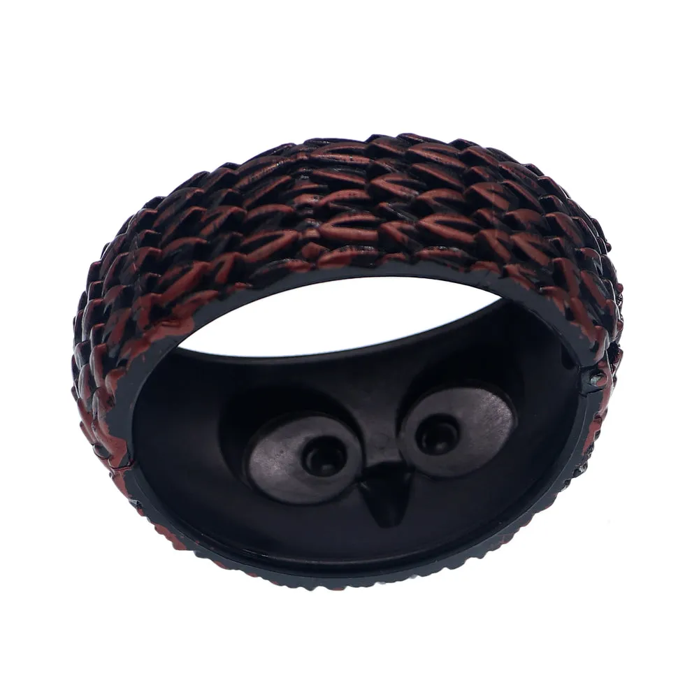 Copper Black Hoot Owl Hinged Bracelet