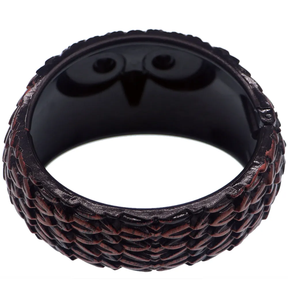 Copper Black Hoot Owl Hinged Bracelet