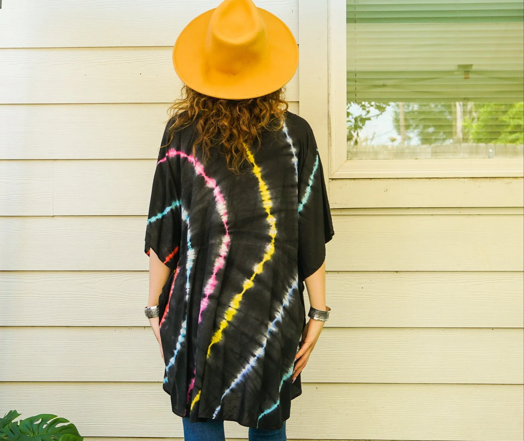 Cosmic Wave Hand Dyed Tunic Kaftan Blouse Oversize Top