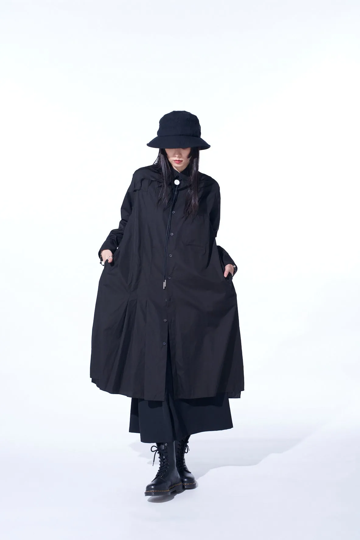 COTTON BROAD PLEATED SHIRT DRESS