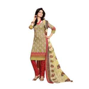 Cotton Designer Parrot Green Salwar Suit Dress Materials