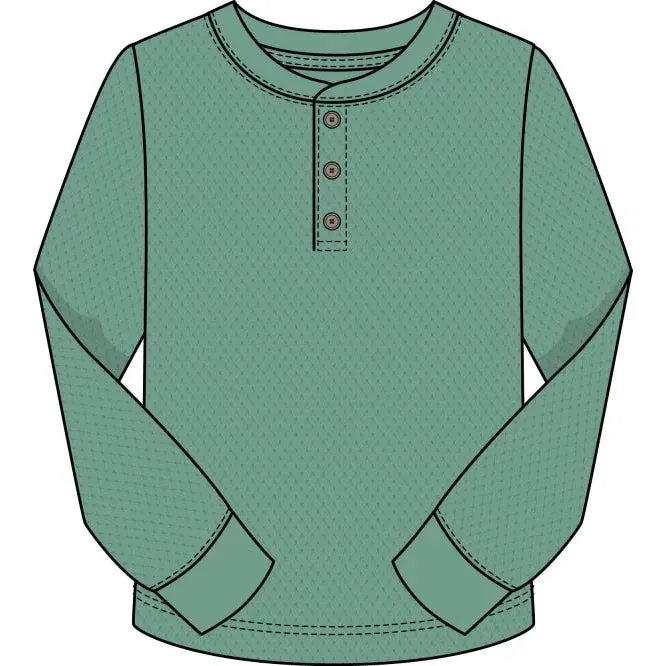 CR Sports Teal Basic Thermal Henley Top
