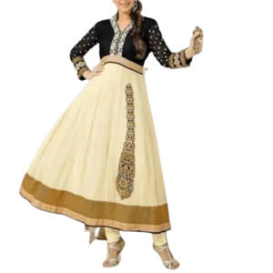 Cream Embroidered Georgette Anarkali Suit