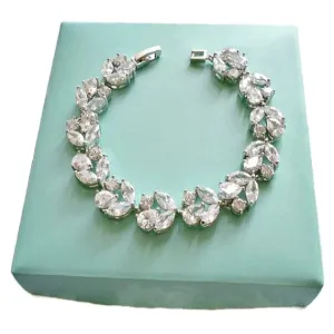 Cubic Zirconia Bridal Bracelet, CZ Crystal Wedding Bracelet, Link Rhinestone Tennis Bracelet, Bridesmaid Bracelet, Wedding Accessories