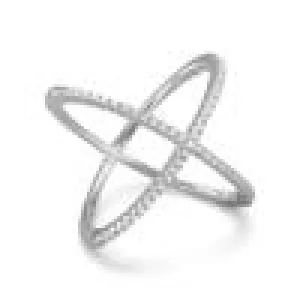 Cubic Zirconia Rhodium Plated Criss Cross Ring